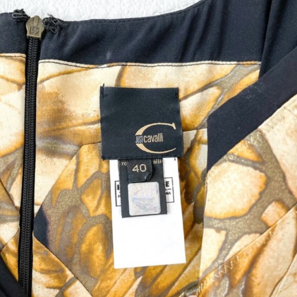 Just Cavalli Gold Silk Butterly Square Neck Top - Picture 6 of 8